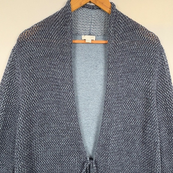 J Jill Womens Wool Tie Cardigan Duster Sweater Sz L Open Knit Beach Office NWOT - Picture 2 of 14